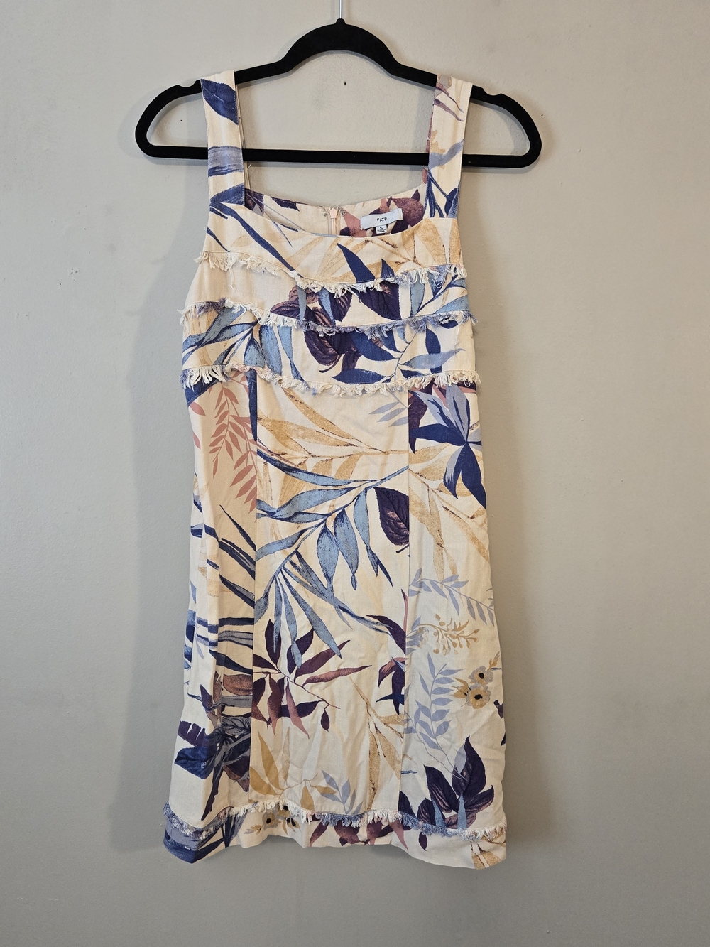 Fate Cream Tropical Leaf Mini Dress